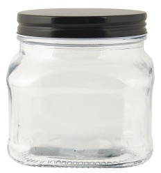 Opbevaringsglas m/sort låg firkantet 450 ml