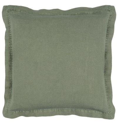 Pudebetræk m/stikning og kant dusty chalk green passer til 40x40 cm pudefyld