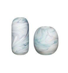 Hübsch Cloud Vases Round Blue/White (set of 2)